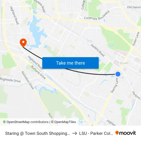 Staring @ Town South Shopping Center - S to LSU - Parker Coliseum map