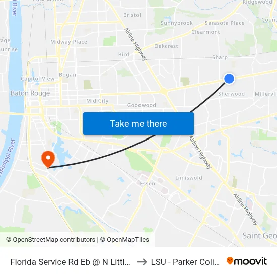 Florida Service Rd Eb @ N Little John - to LSU - Parker Coliseum map