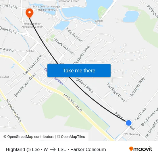 Highland @ Lee - W to LSU - Parker Coliseum map