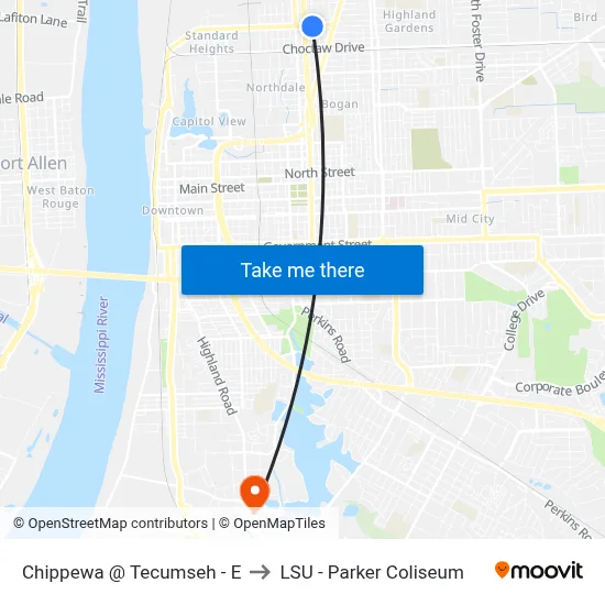 Chippewa @ Tecumseh - E to LSU - Parker Coliseum map