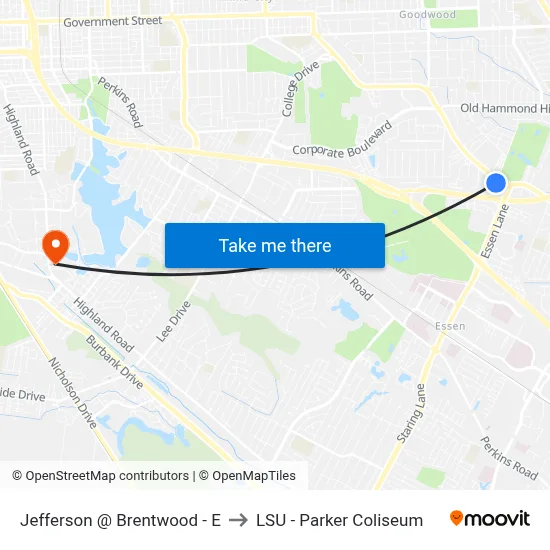 Jefferson @ Brentwood - E to LSU - Parker Coliseum map