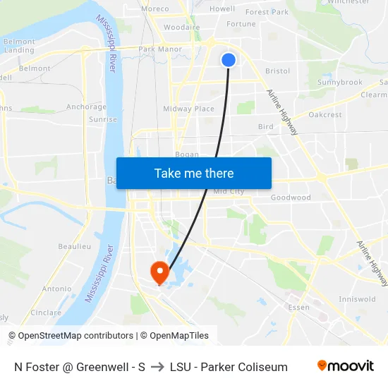 N Foster @ Greenwell - S to LSU - Parker Coliseum map