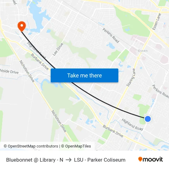 Bluebonnet @ Library - N to LSU - Parker Coliseum map