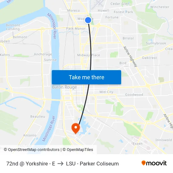 72nd @ Yorkshire - E to LSU - Parker Coliseum map