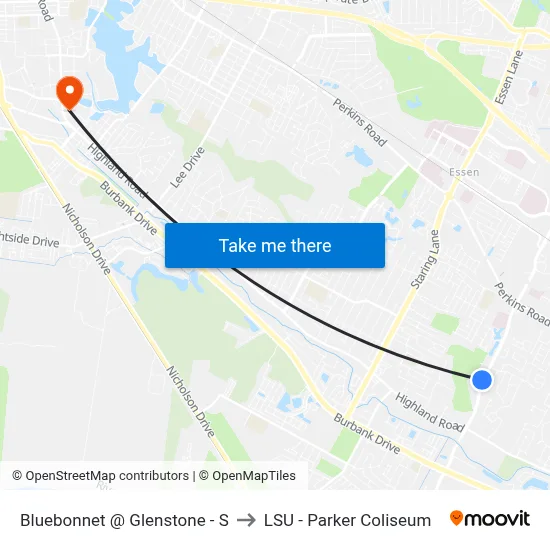 Bluebonnet @ Glenstone - S to LSU - Parker Coliseum map