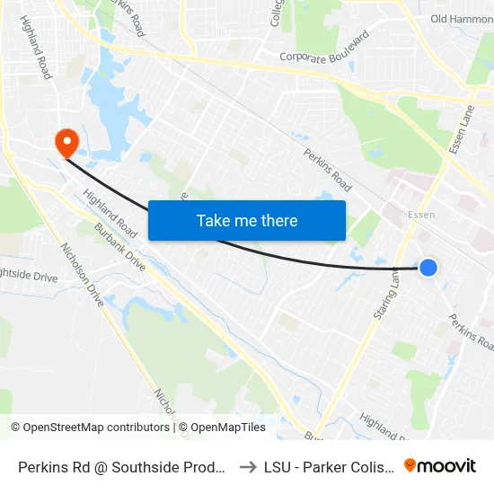 Perkins Rd @ Southside Produce - E to LSU - Parker Coliseum map