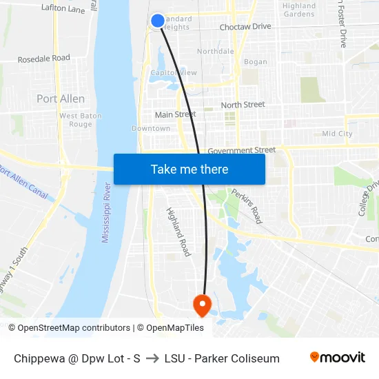 Chippewa @ Dpw Lot - S to LSU - Parker Coliseum map