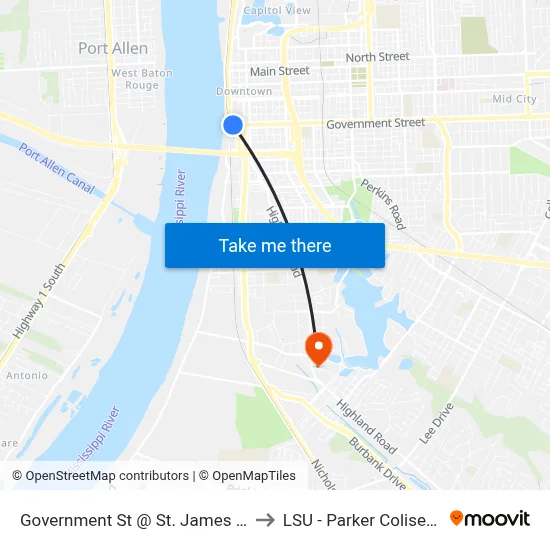 Government St @ St. James - W to LSU - Parker Coliseum map