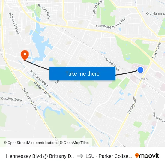Hennessey Blvd @ Brittany Dr - E to LSU - Parker Coliseum map