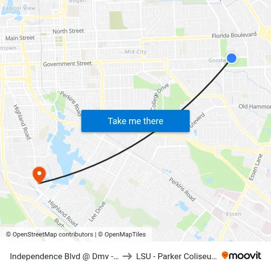 Independence Blvd @ Dmv - E to LSU - Parker Coliseum map