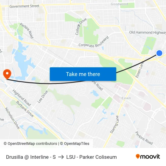 Drusilla @ Interline - S to LSU - Parker Coliseum map