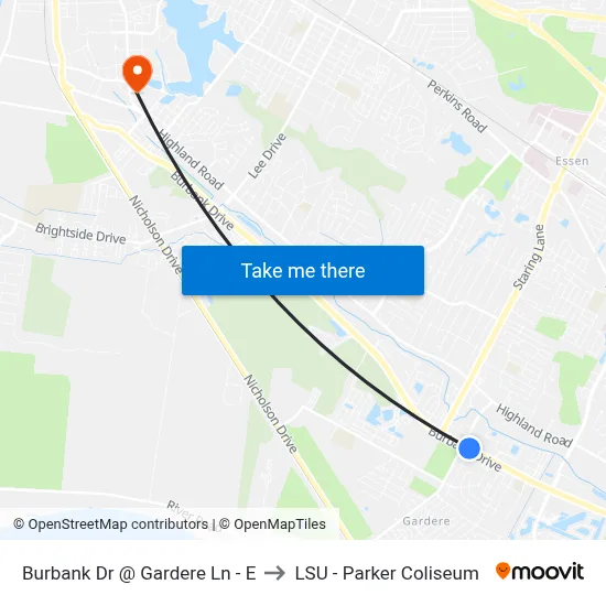 Burbank Dr @ Gardere Ln - E to LSU - Parker Coliseum map