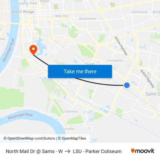 North Mall Dr @ Sams - W to LSU - Parker Coliseum map