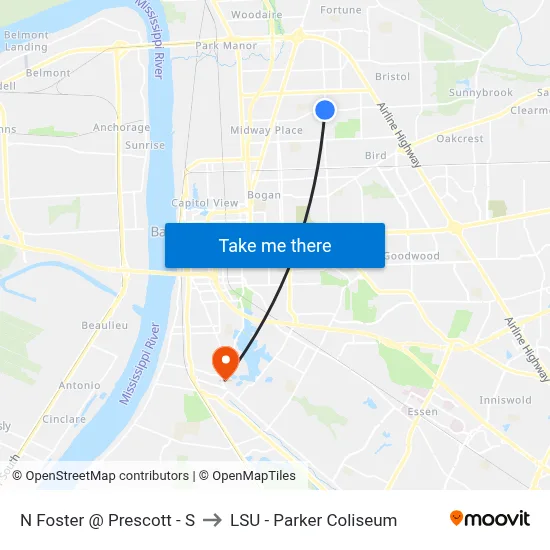 N Foster @ Prescott - S to LSU - Parker Coliseum map