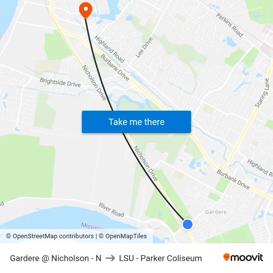 Gardere @ Nicholson - N to LSU - Parker Coliseum map