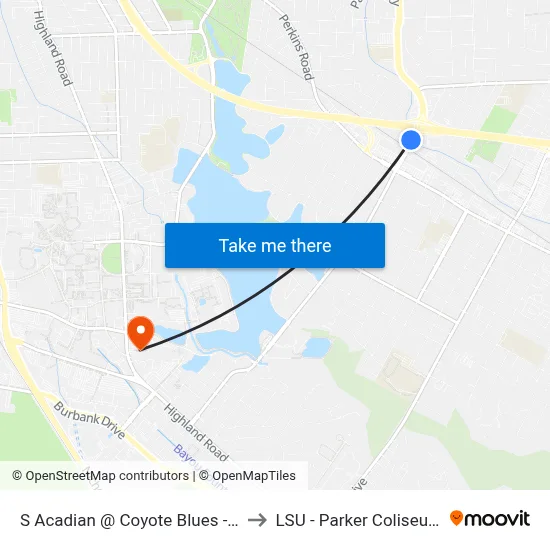 S Acadian @ Coyote Blues - S to LSU - Parker Coliseum map