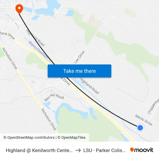 Highland @ Kenilworth Center - W to LSU - Parker Coliseum map