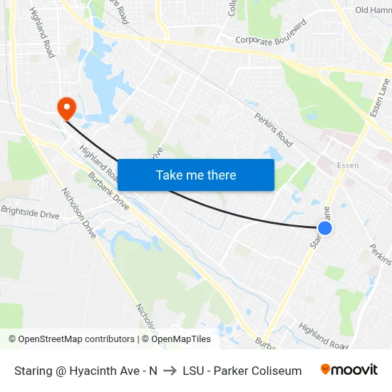 Staring @ Hyacinth Ave - N to LSU - Parker Coliseum map