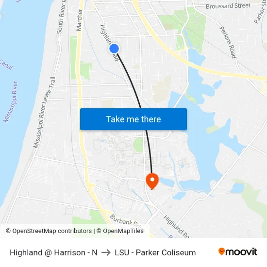 Highland @ Harrison - N to LSU - Parker Coliseum map