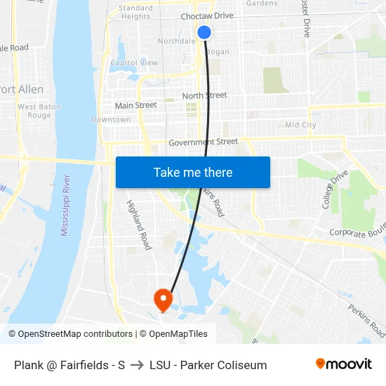 Plank @ Fairfields - S to LSU - Parker Coliseum map