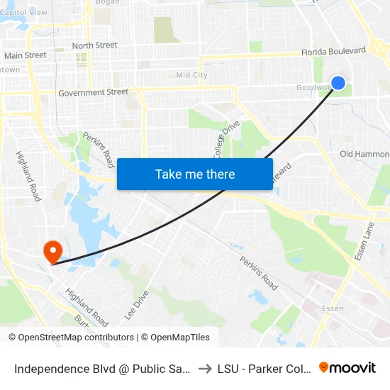 Independence Blvd @ Public Safety Blvd - to LSU - Parker Coliseum map