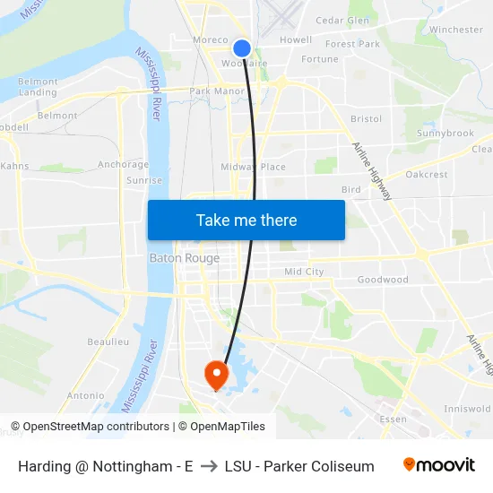 Harding @ Nottingham - E to LSU - Parker Coliseum map