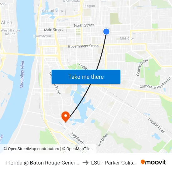 Florida @ Baton Rouge General - W to LSU - Parker Coliseum map