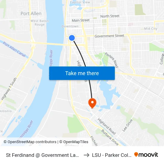 St Ferdinand @ Government Law Office - S to LSU - Parker Coliseum map