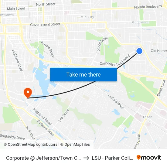 Corporate @ Jefferson/Town Center - E to LSU - Parker Coliseum map