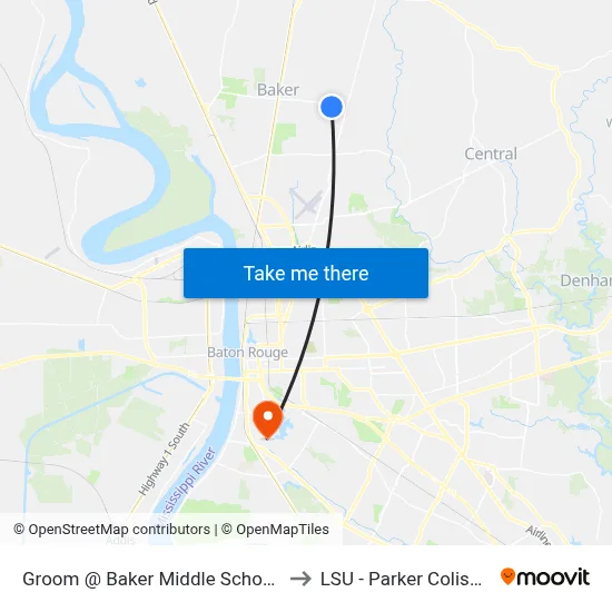 Groom @ Baker Middle School - E to LSU - Parker Coliseum map
