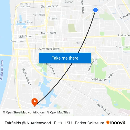 Fairfields @ N Ardenwood - E to LSU - Parker Coliseum map