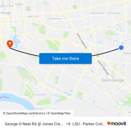 George O Neal Rd @ Jones Creek Rd - W to LSU - Parker Coliseum map