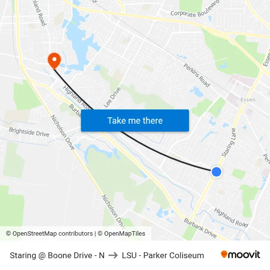 Staring @ Boone Drive - N to LSU - Parker Coliseum map