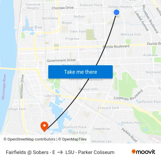 Fairfields @ Sobers - E to LSU - Parker Coliseum map