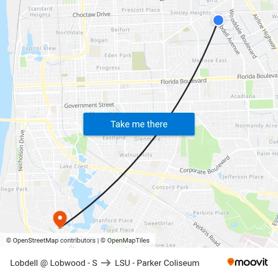 Lobdell @ Lobwood - S to LSU - Parker Coliseum map
