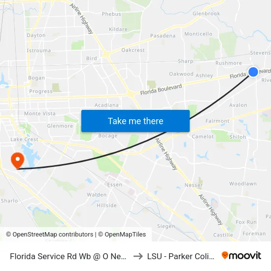 Florida Service Rd Wb @ O Neal Ln - E to LSU - Parker Coliseum map