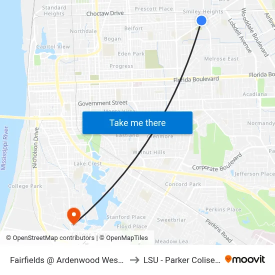 Fairfields @ Ardenwood West - W to LSU - Parker Coliseum map