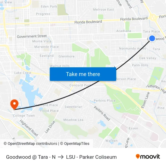 Goodwood @ Tara - N to LSU - Parker Coliseum map