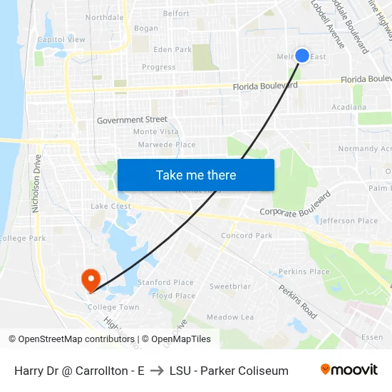 Harry Dr @ Carrollton - E to LSU - Parker Coliseum map