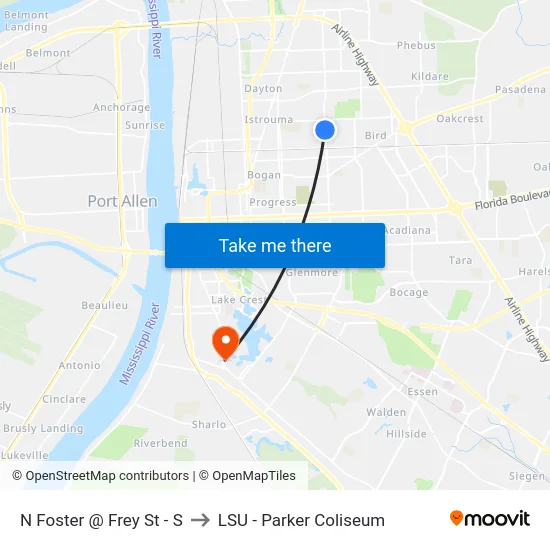 N Foster @ Frey St - S to LSU - Parker Coliseum map