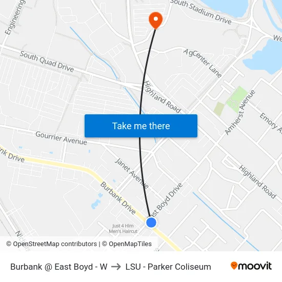 Burbank @ East Boyd - W to LSU - Parker Coliseum map