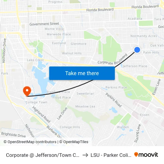 Corporate @ Jefferson/Town Center - W to LSU - Parker Coliseum map