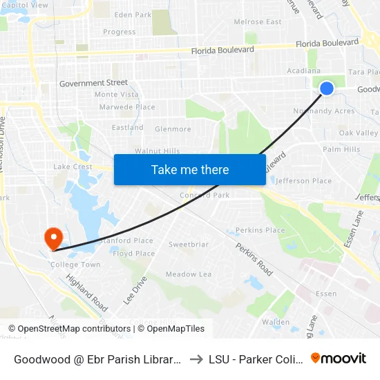 Goodwood @ Ebr Parish Library Wb - W to LSU - Parker Coliseum map