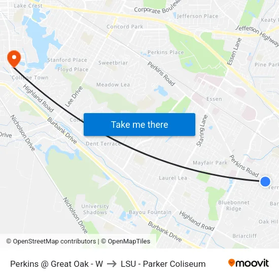 Perkins @ Great Oak - W to LSU - Parker Coliseum map