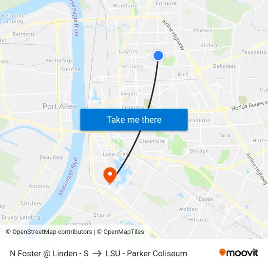 N Foster @ Linden - S to LSU - Parker Coliseum map