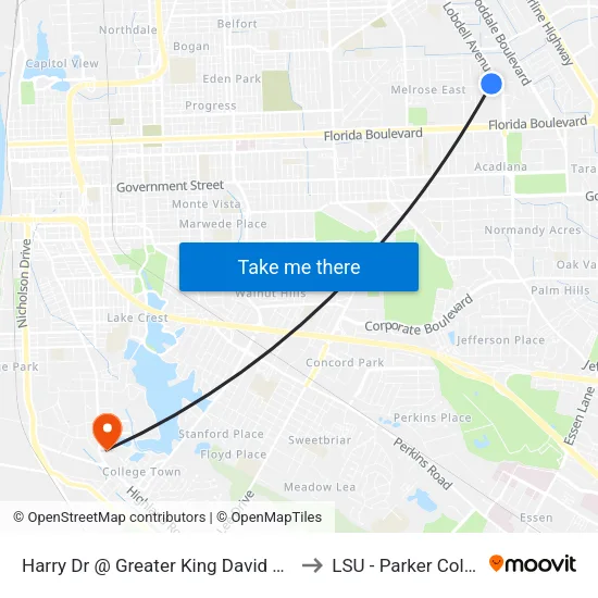 Harry Dr @ Greater King David Church - E to LSU - Parker Coliseum map