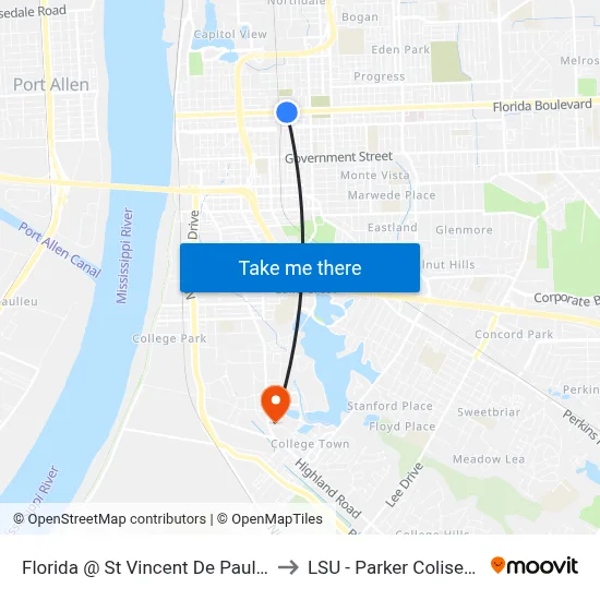 Florida @ St Vincent De Paul - E to LSU - Parker Coliseum map