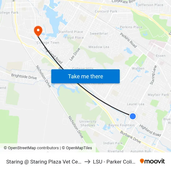 Staring @ Staring Plaza Vet Center - N to LSU - Parker Coliseum map