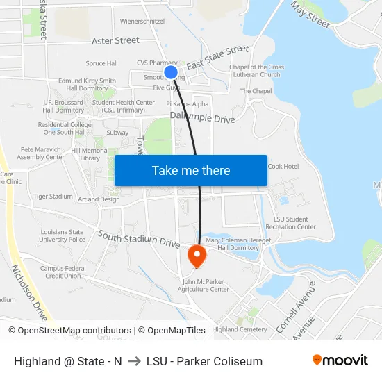 Highland @ State - N to LSU - Parker Coliseum map