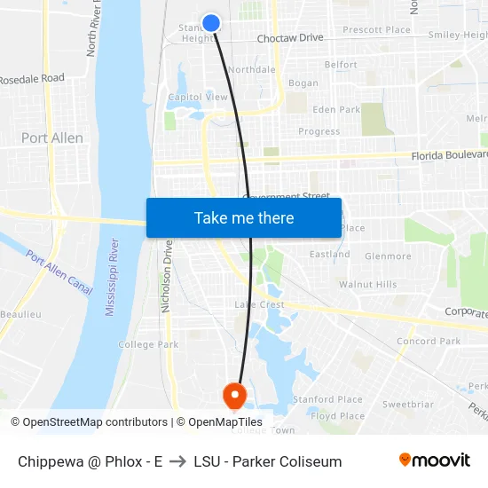 Chippewa @ Phlox - E to LSU - Parker Coliseum map